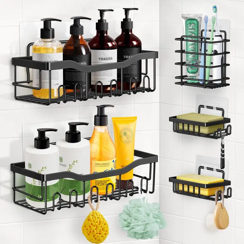 

Shower Caddy, Bathroom Shower Organizer [5-Pack], Adhesive Shower Shelves for Bathroom Storage, Stainless Steel Rustproof Large