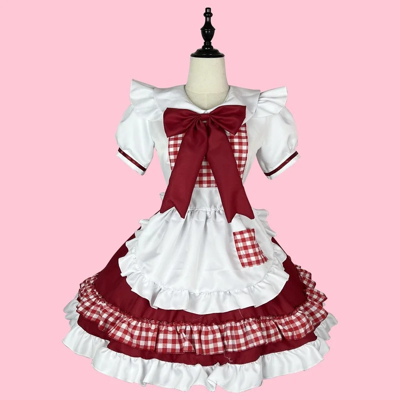 

Plus Size Plaid Maid Cosplay Costumes Women Anime Halloween Apron Maid Outfits Lolita School Girl Kawaii Party Clothing 2023 New