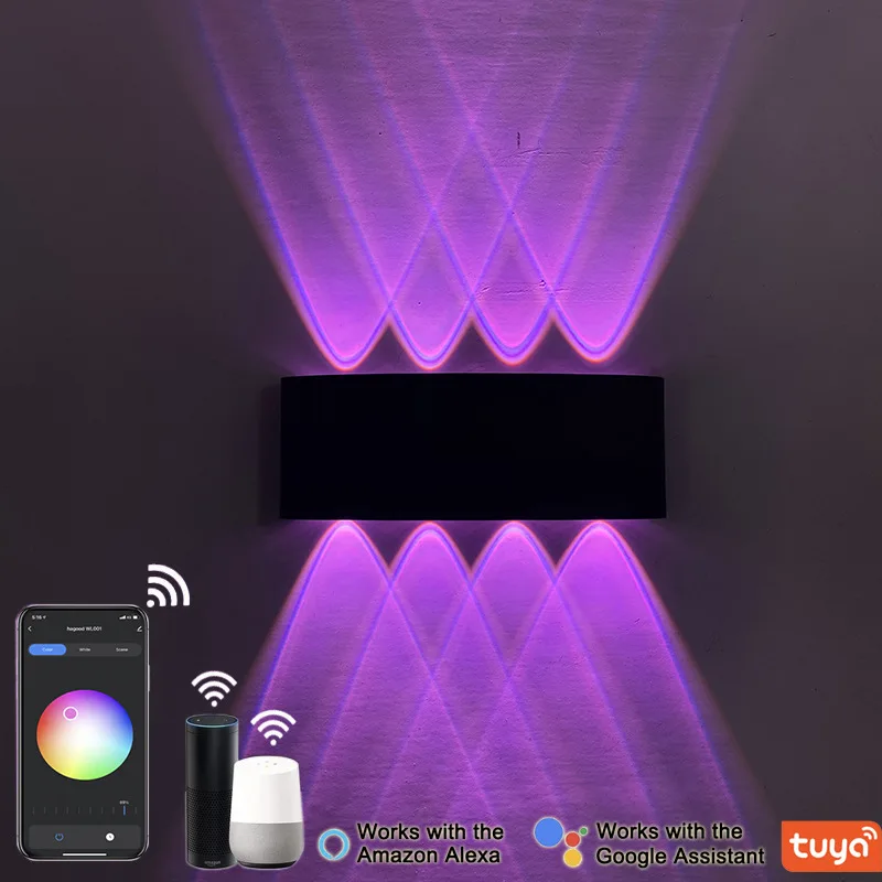 

Modern Aluminum RGB APP control wall lights IP65 Waterproof Wall Lamp Bathroom Bedside Decoration warm light LED Garden Lighting