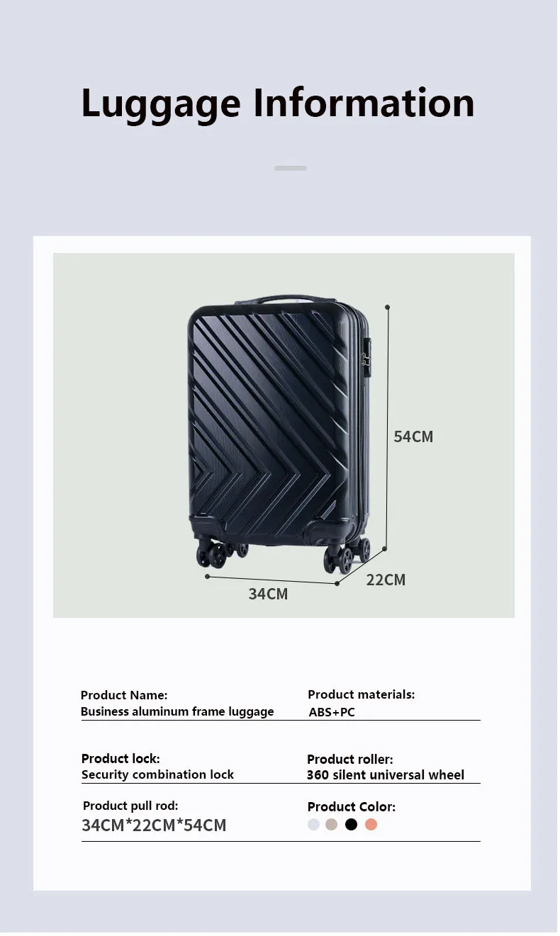 Solid Color Senior Travel Password Lock Trolley Case 20 Inches Male And Female Universal Wear Universal Wheel Boarding Case
