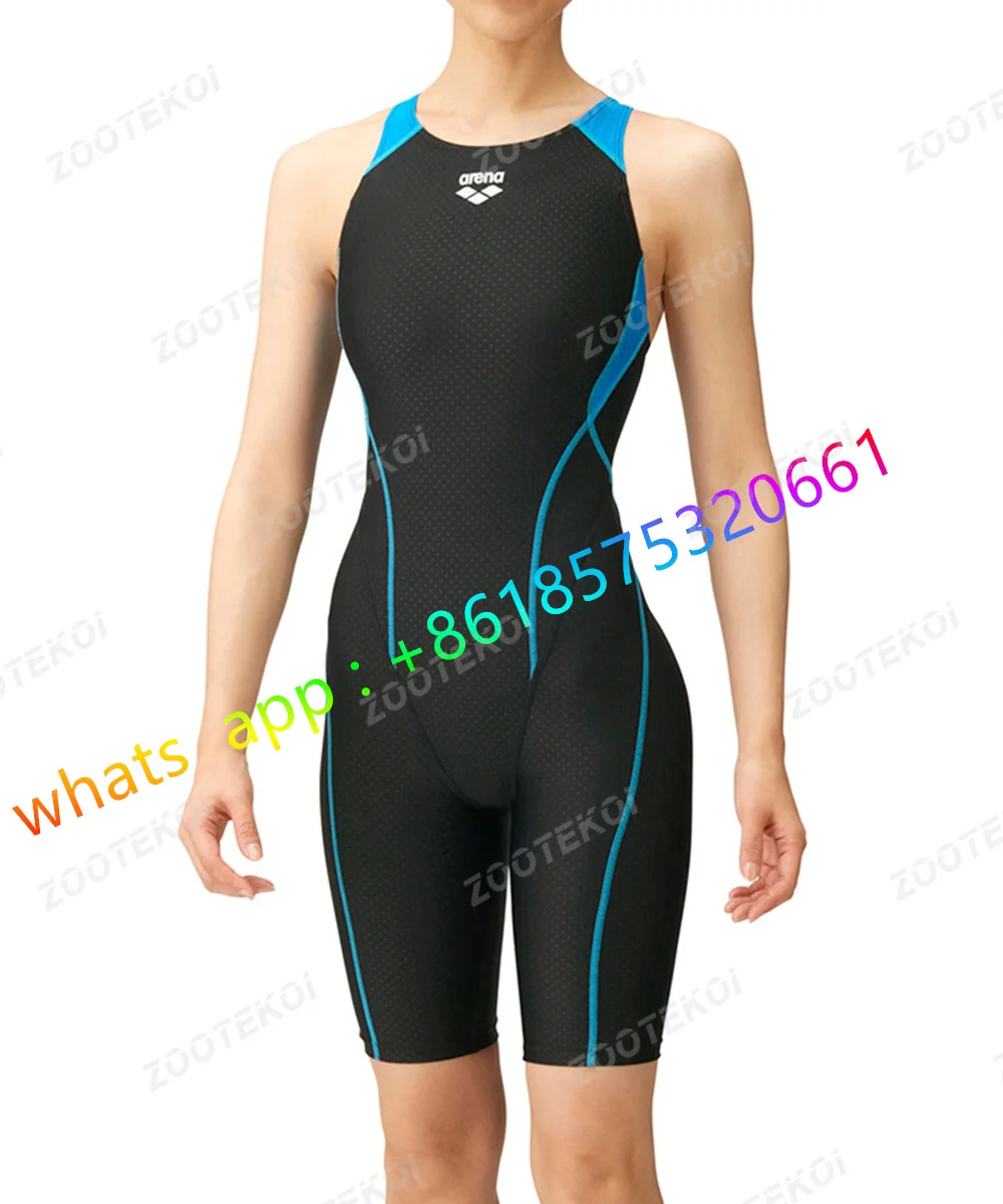 Women's Athletic Training One Piece Swimsuit Competitive Swimming Suit Sports Knee Length Swimwear Professional Swimsuit 2022