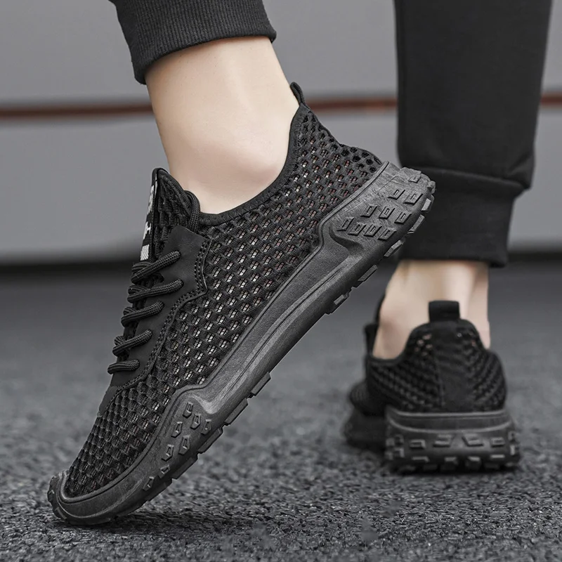 Мужские беговые кроссовки дышащие вязаные спортивные с подушкой повседневные