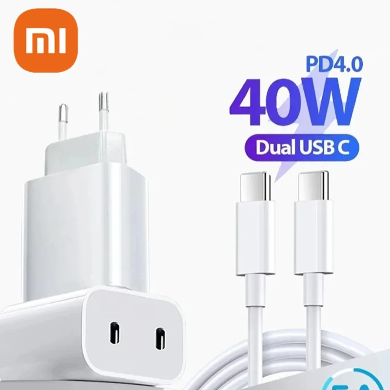 Оригинальное зарядное устройство 40 Вт Xiaomi US EU Fast Charge 3A USB C кабель для xiaomi 6 8 9 Redmi 13R