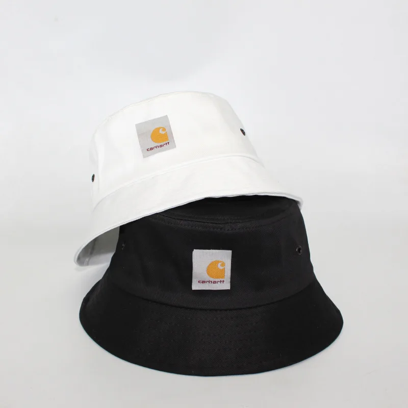 

2022 new pasted cloth short brim black and white fisherman hat men's and women's same flat top basin hat sun hat street sun hat