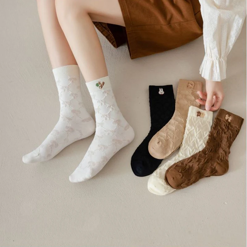

Socks Woman Cotton Cute Japanese JK Mid-tube Socks Deodorant Sweat-Absorbing Cotton Socks Autumn And Winter New Pile Socks
