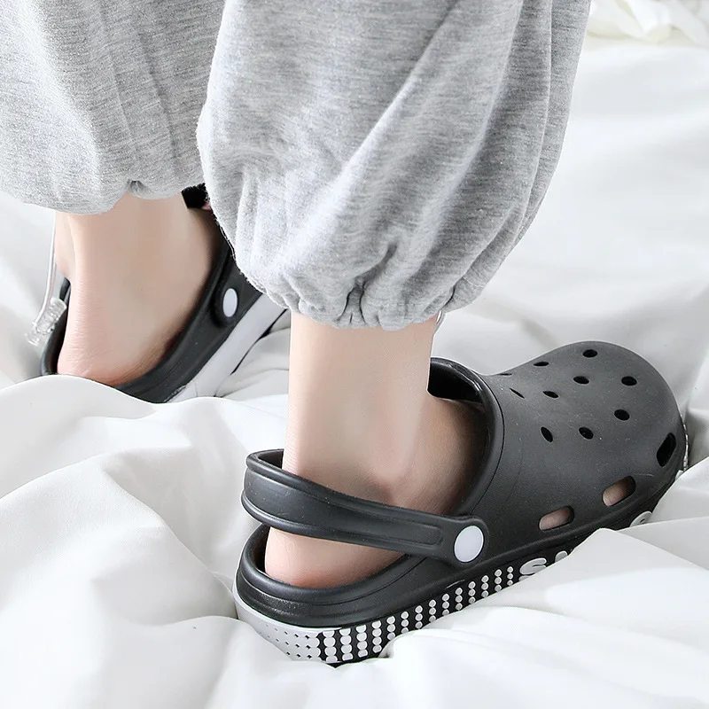 Hole Shoes Women's Simple Non Slip Slippers Men's Indoor Wear-resisting Beach Leisure Flat Slippers for Women Shoes Women