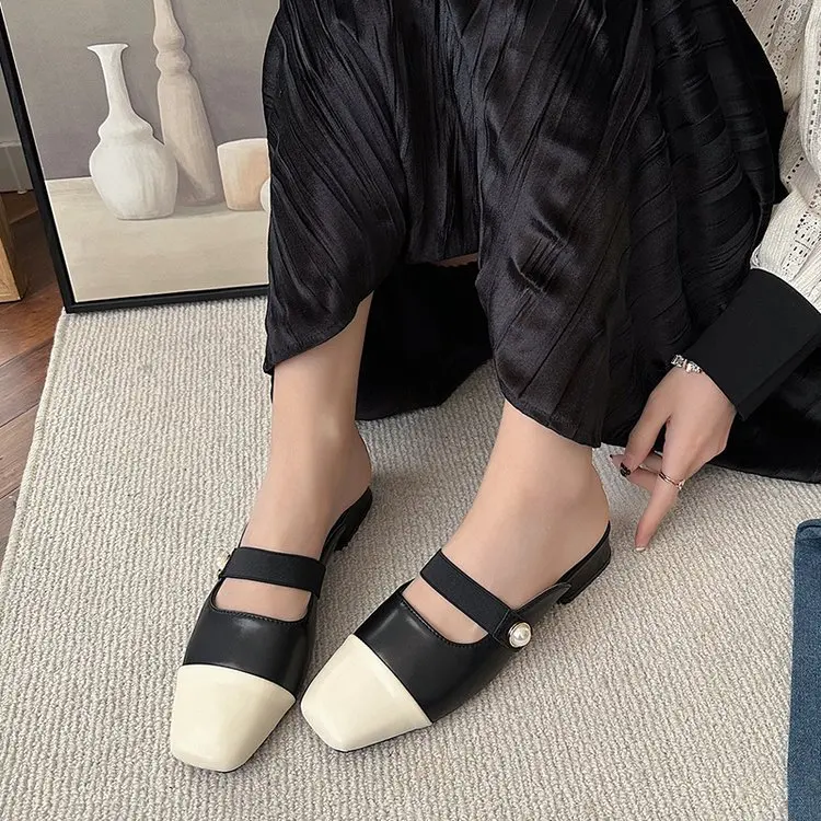 

Новые дизайнерские шлепанцы на среднем каблуке с квадратным носком, женские модные тапочки, летние сандалии, мюли на ремешке