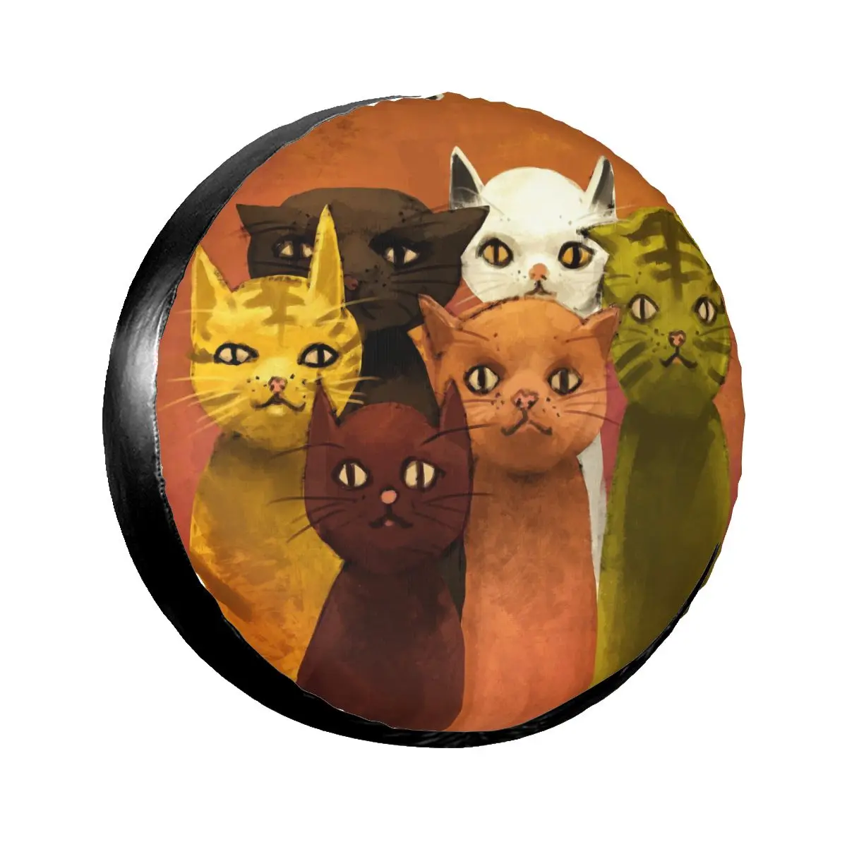 

1Pc Car Spare Tire Cover Abstract Painting Of Cats Case Polyester Tire for Cars Wheel Protection Cover