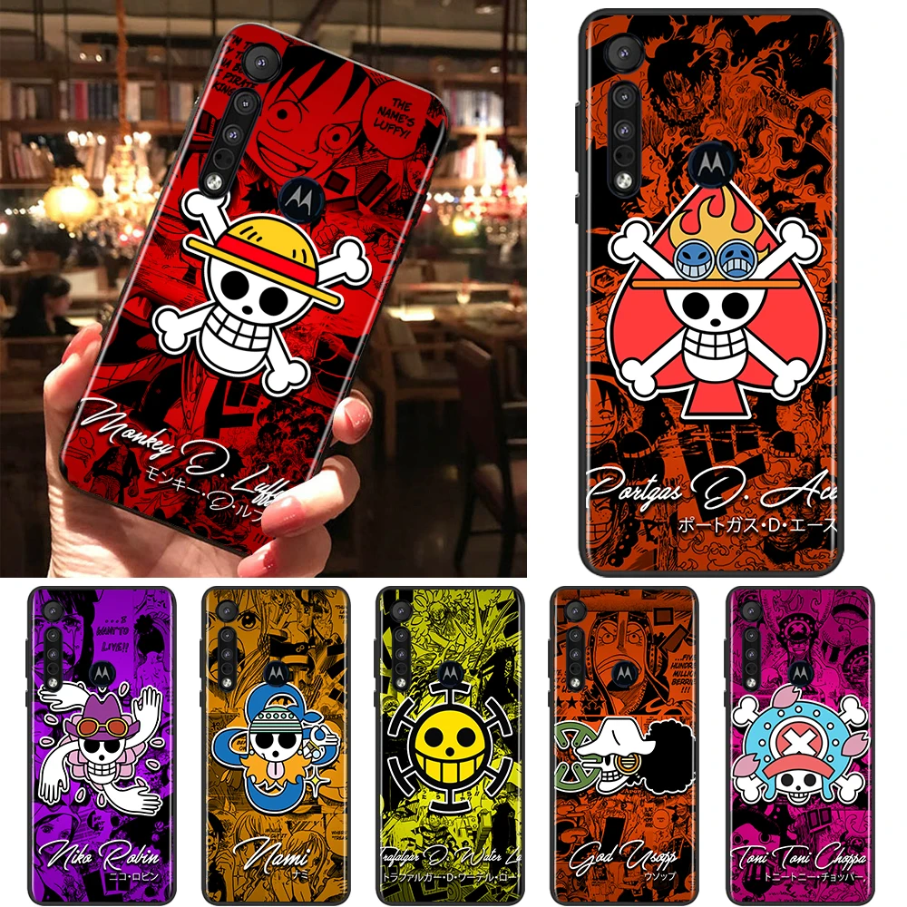 

Hot Anime One Piece For Motorola Moto G9 G8 E20 E7 E6 One Marco Hyper Fusion Power Lite Edge Plus Black Phone Case Capa Cover