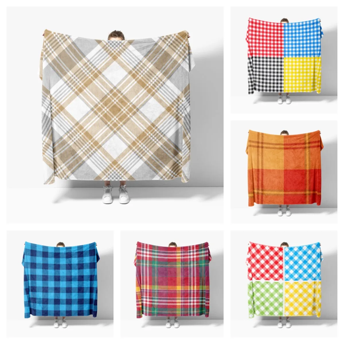 

Nordic Retro Plaid Soft Flannel Blanket Breathable Ultra Warm Bedding and Travel Blanket Customizable Bed Blanket