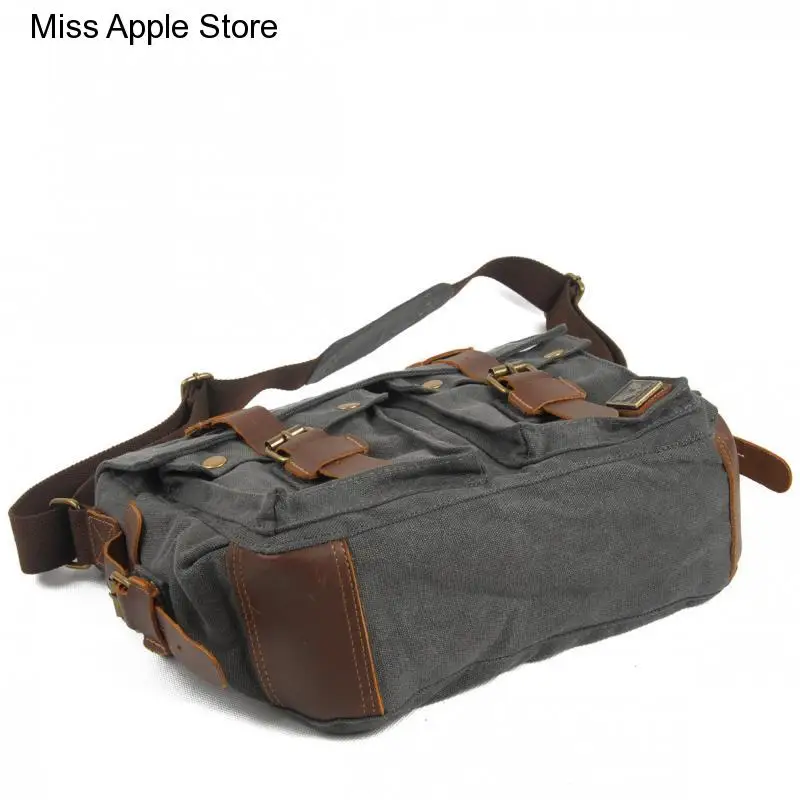 waterproof Camera Bag liner SLR Vintage Canvas splicing real leather bag Single Shoulder Messenger Bag casual photography