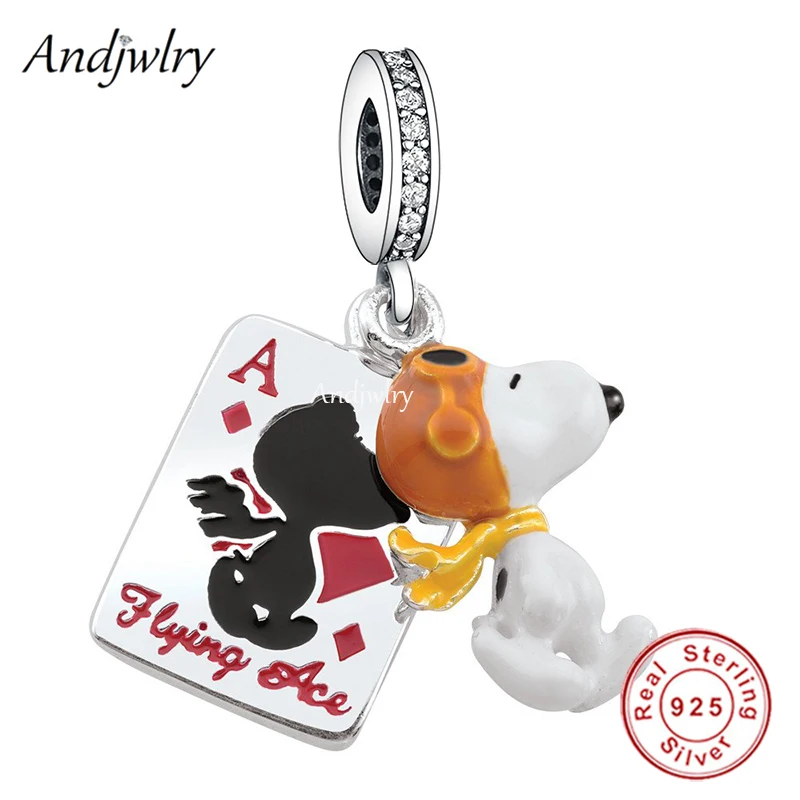 

Fit Bracelet Charms Silver 925 Original Card Dog Flying In Sky Bead Bracelet&Bangle Jewelry Berloque