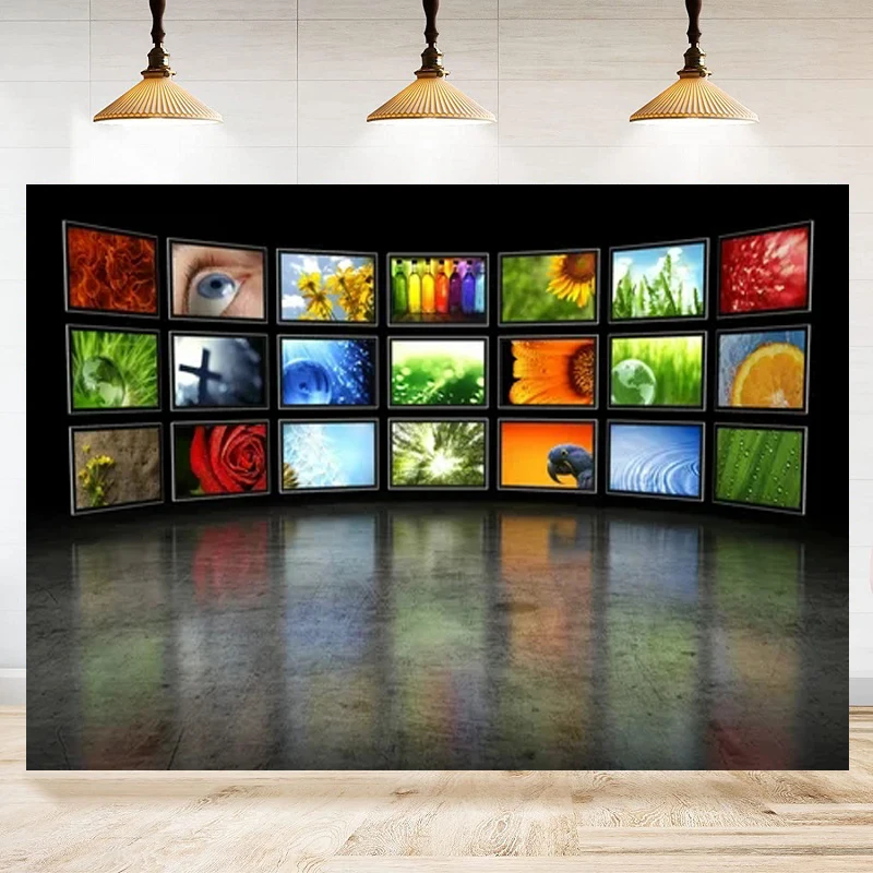 

Фон для фотосъемки с телевизионным экраном для телевизионной потоковой видео видеокамеры медиакомната Декор интерьера фото фон