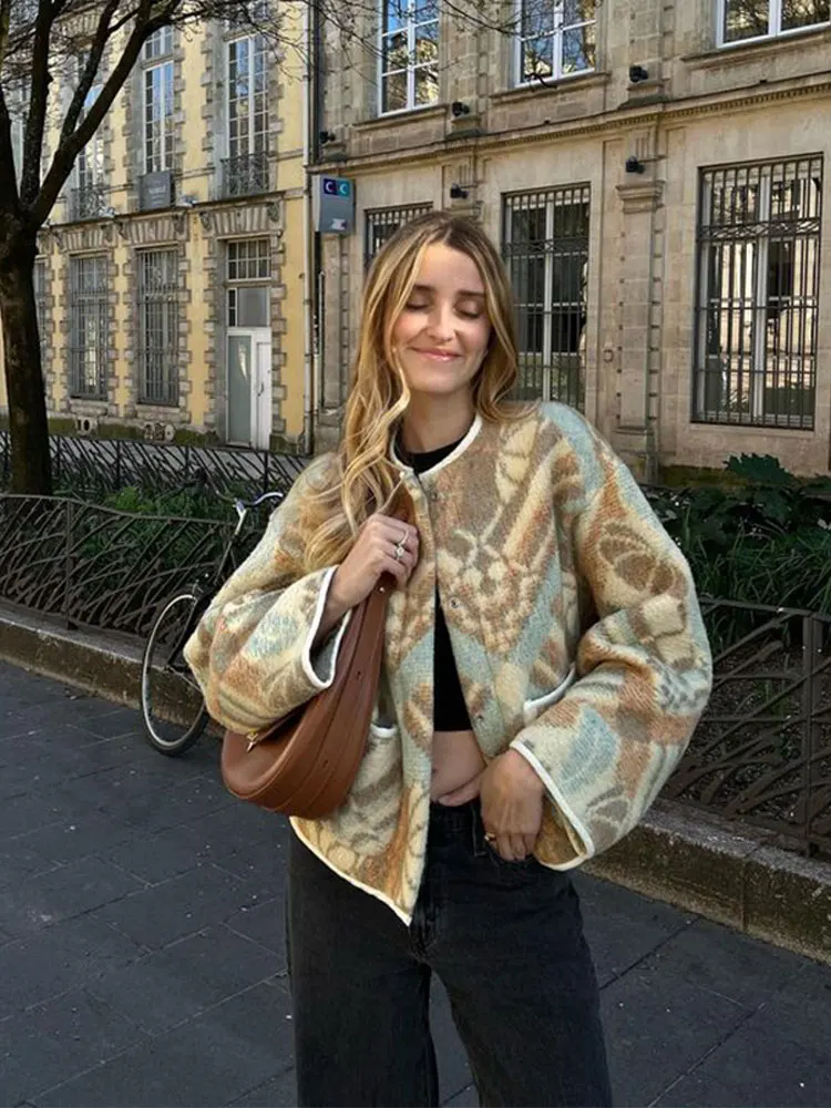 

Женское шерстяное пальто на молнии, теплое Свободное пальто с длинным рукавом и круглым вырезом, с карманами, 2023