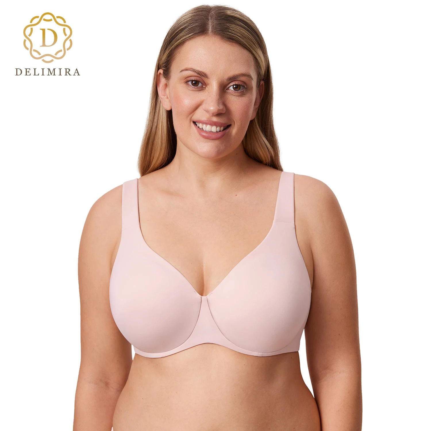 Женский бюстгальтер DELIMIRA размера плюс минимайзер на косточках с полным
