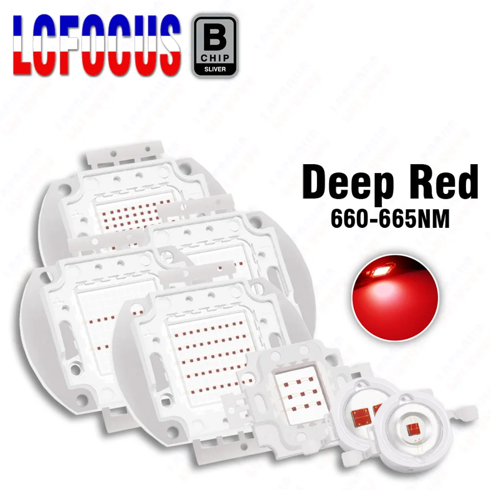 

1W 3W 5Ｗ 10W 20W 30W 50W 100W Grow LED COB Chip Deep Red 660nm DIY Plant Fruit Growth For 1 3 5 10 30 50 100 W Watt Light Beads