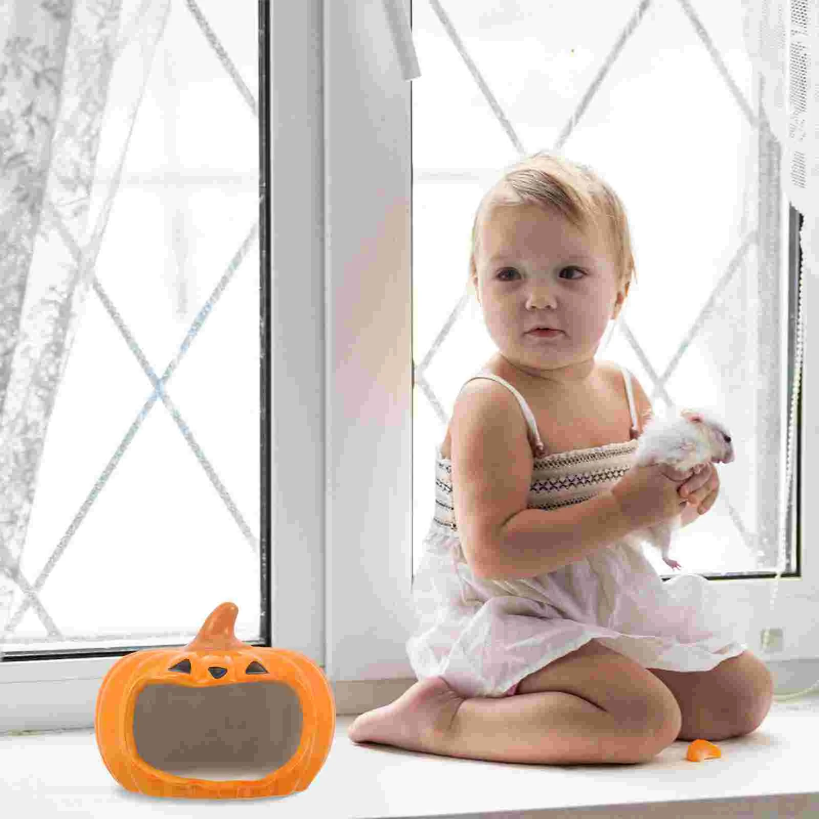 

Cool Hamster House Hideout Ceramics Pumpkin Shape Bed Cute Small Animal Nest Cage