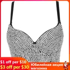 Великолепные Стразы, бюстье с бисером, топы с жемчужинами и ромбовидными узорами, бюстгальтер пуш-ап для ночного клуба, женский бюстгальтер, укороченный топ