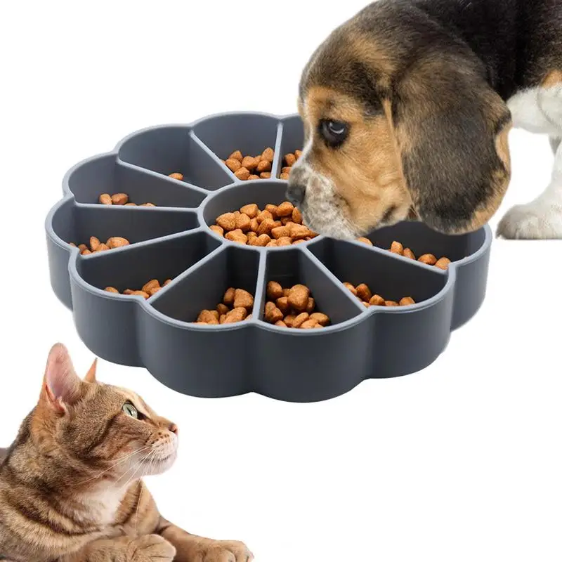 

Slow Feeder Bowl For Pets Anti Slip Partition Leaves Design Choke Proof Bowl Slow Down The Eating Speed Healthy Feeding supply