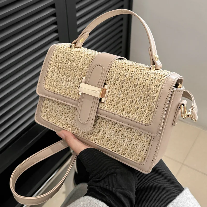 

Grass Woven Bag for Women 2023 New Popular Online Popular Crossbody Bag Versatile Handheld Small Square Bag