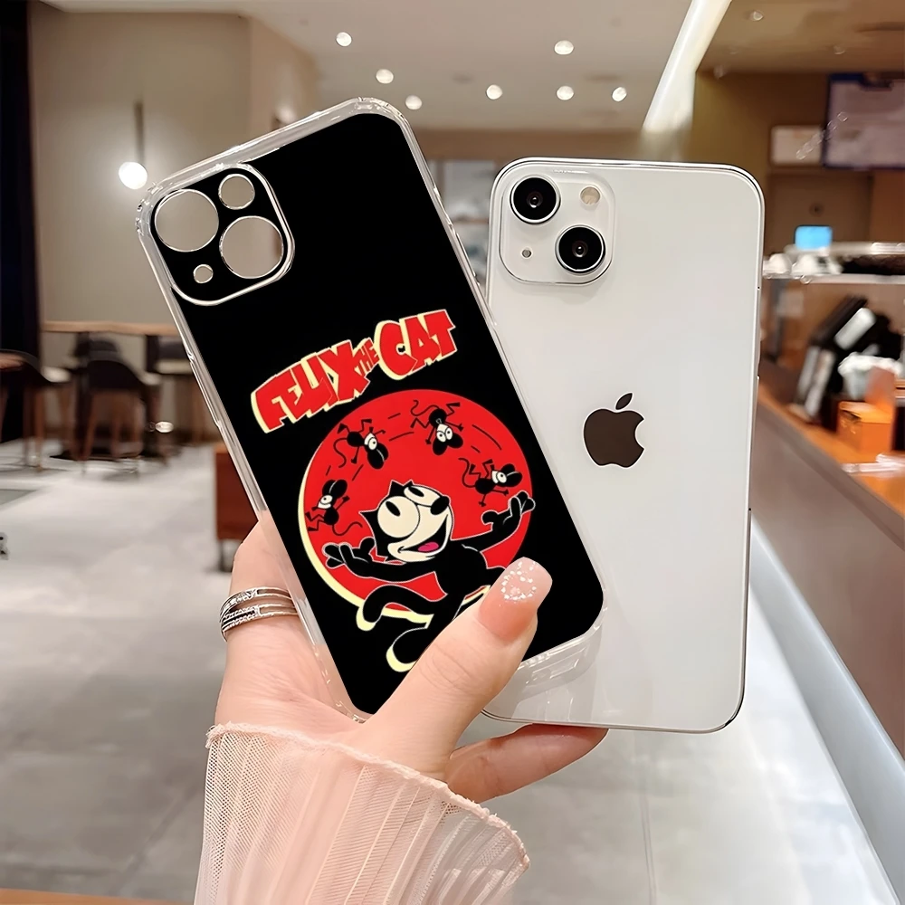 Милый чехол для телефона F-Felix The Cat прозрачный Iphone 15 Plus 14 Pro Max 11 16 13 12 8 X XR XS SE задняя