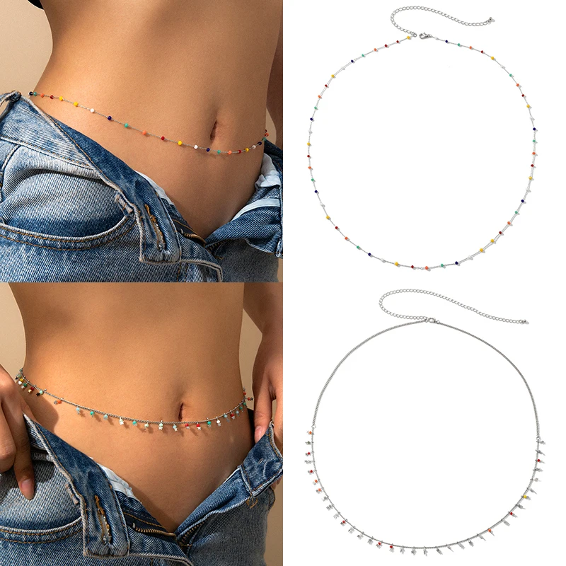 

AOEDEJ Gold Belly Chain Bead Stone Belly Chain Women Body Chain Waist Chain Belly Belt Summer Body Jewelry Multilayer Chain