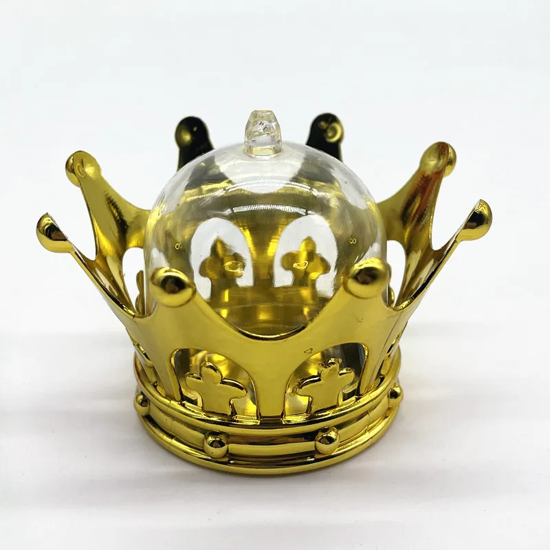 

24pcs/Lot DIY King Theme Home Party Favors Baby Shower Handmade Gifts Golden Crown Cake Stand Cupcake Candy Box Thank you Tag