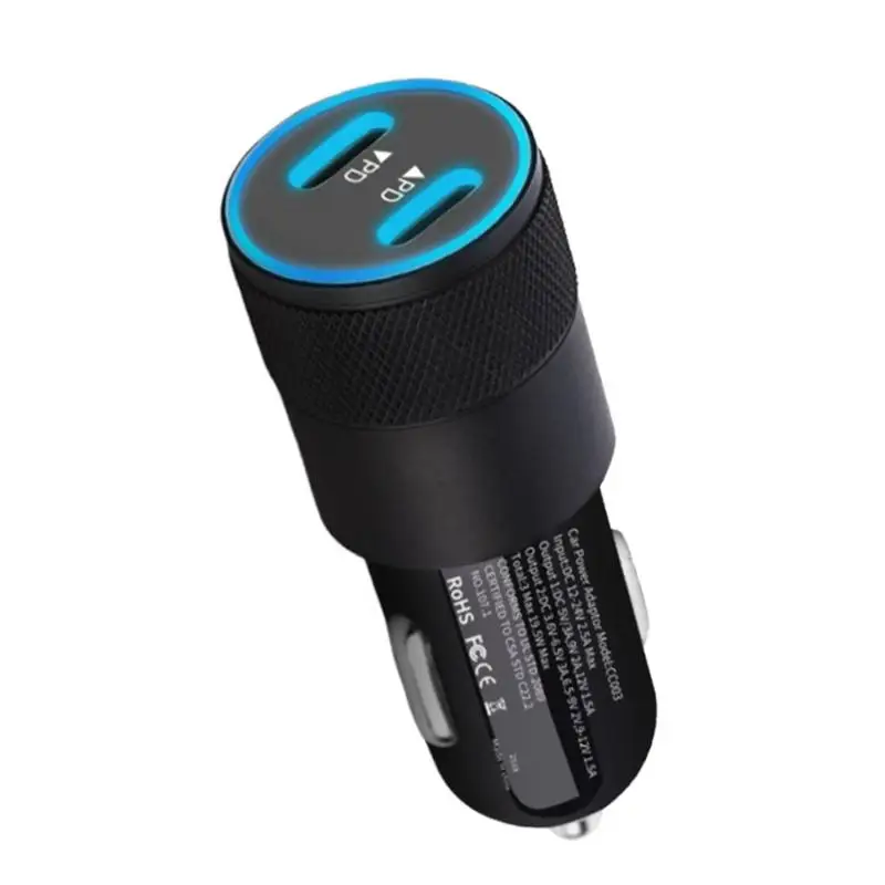 Ładowarka samochodowa USB Szybkie ładowanie Podwójna ładowarka PD do telefonu komórkowego Ochrona bezpieczeństwa Adapter