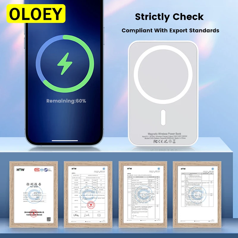 Original 1:1 10000mAh Magnetic Power Bank 15W Fast Wireless Magnetic Charger For iphone12 13 Max External Auxiliary Battery Pack