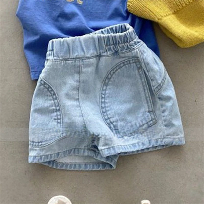 

Children Clothing KoreanStyle Summer Clothes New Trousers Fashionable Tone Elastic Waist Casual Washed Jeans Shorts
