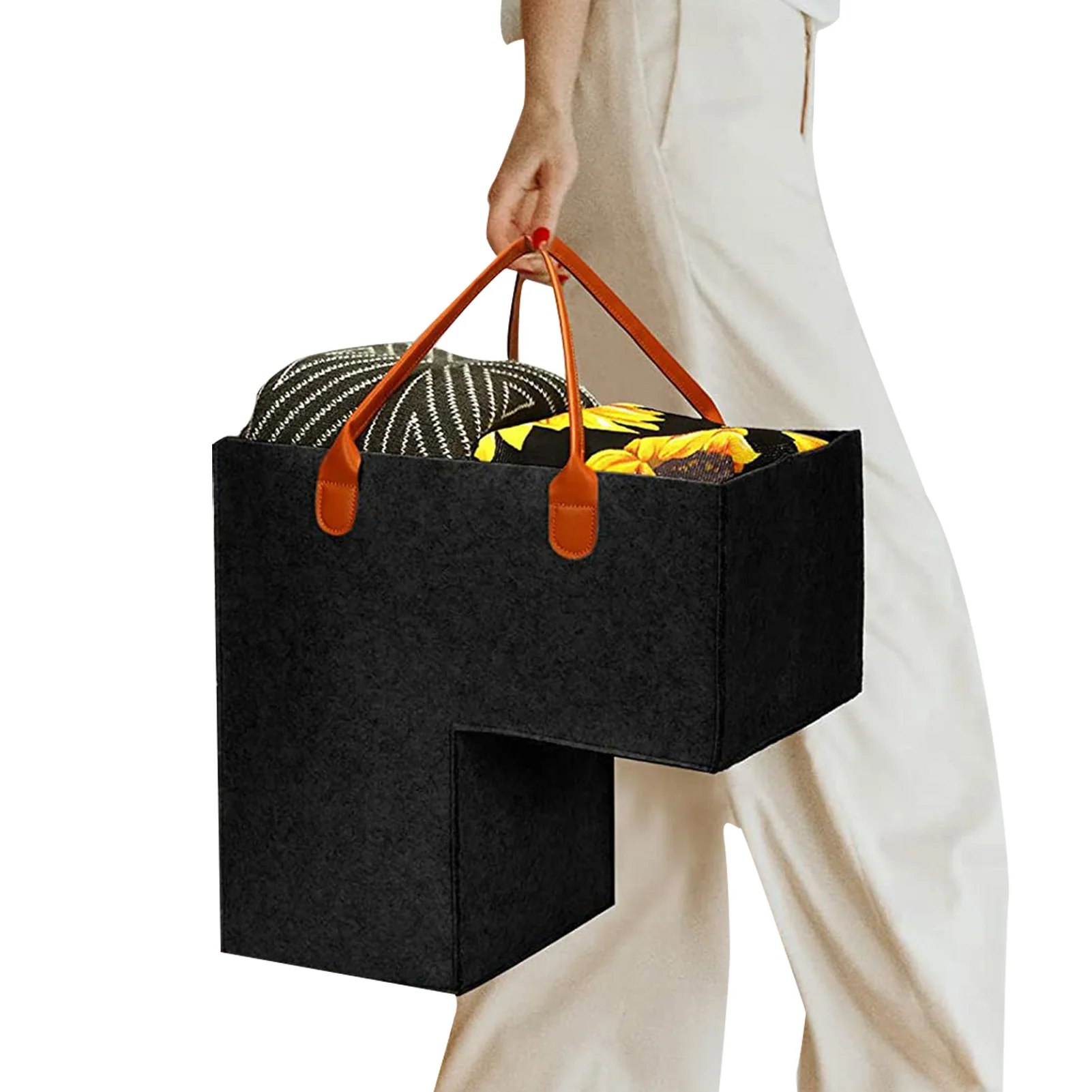 

Stairs Basket Staircase Basket With Handles Felt Baskets With Handles For Stairsteps Foldable Storage Box Made Of 4mm Thick Felt