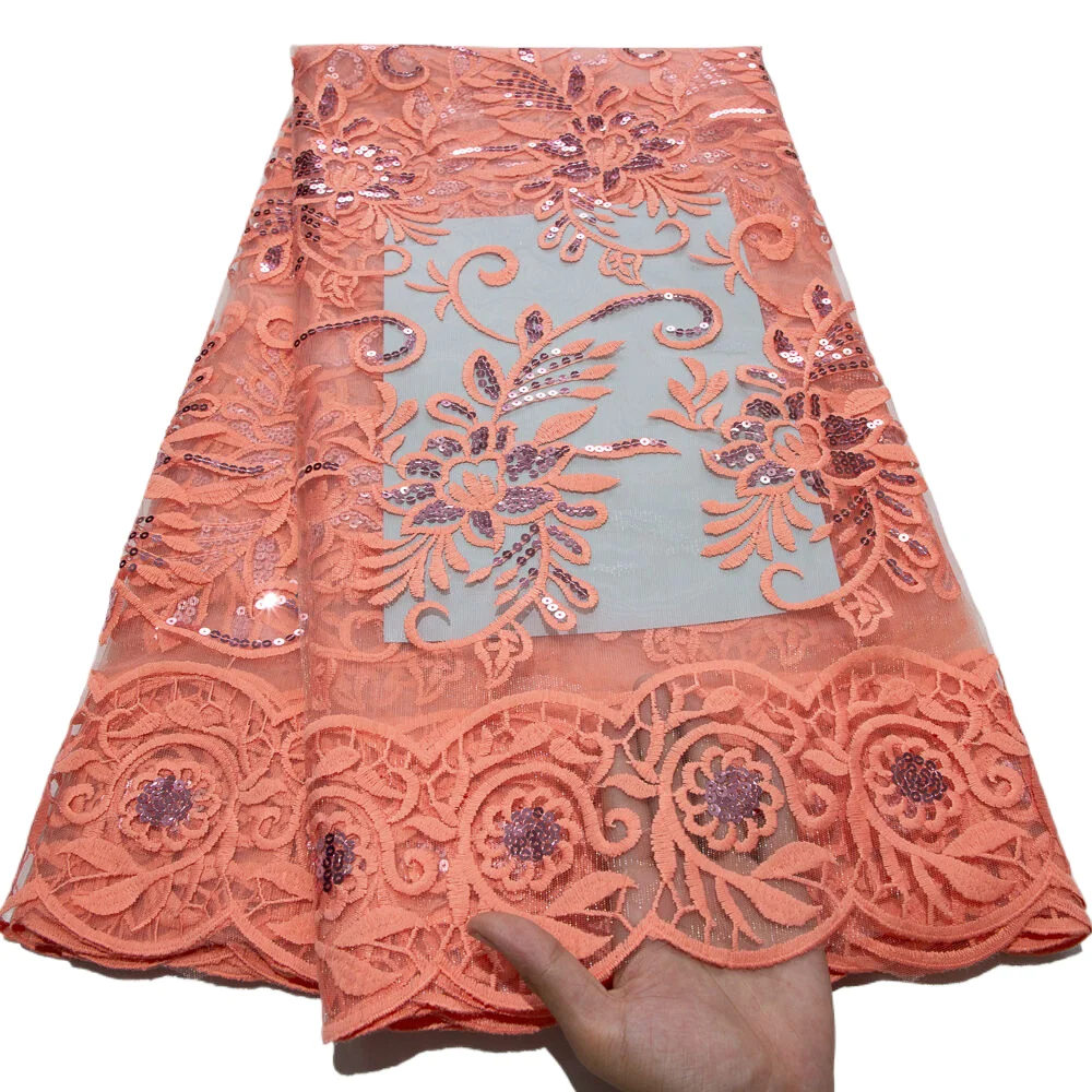 Французская сетчатая кружевная ткань 2024 Высококачественная вышитая блестящая