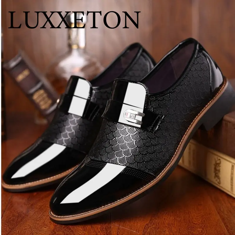Men Leather Shoes Casual Dress Shoes Men Shoes Classic Fashion Luxury Men Shoes Wear-resistant Non-slip Men Shoes Solid Color