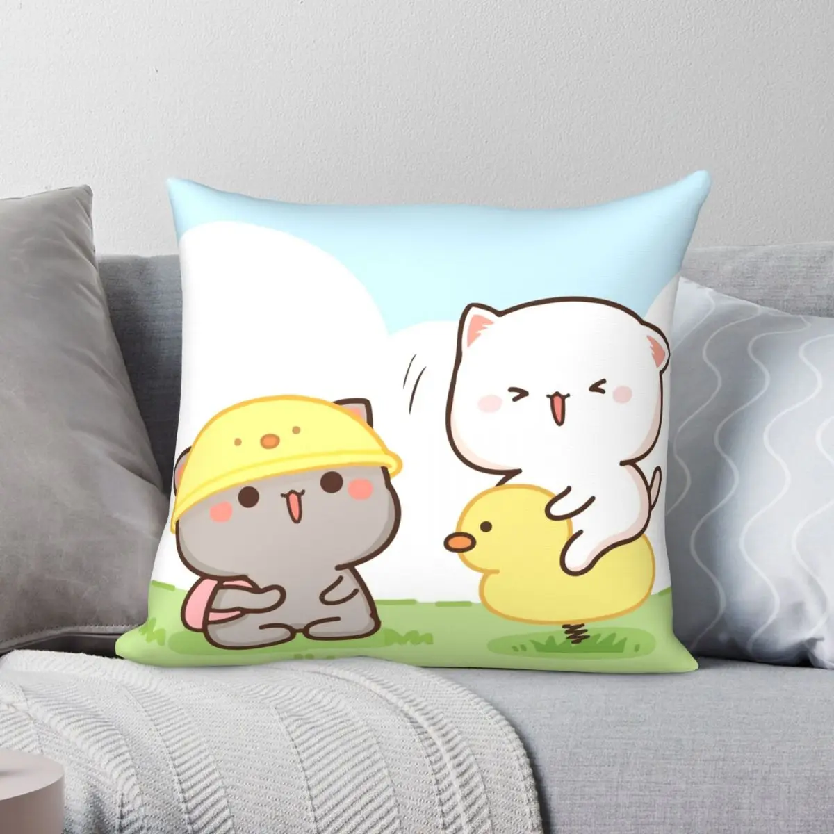 Квадратная наволочка Peach And Goma Mochi для игровой площадки полиэстер лен бархат