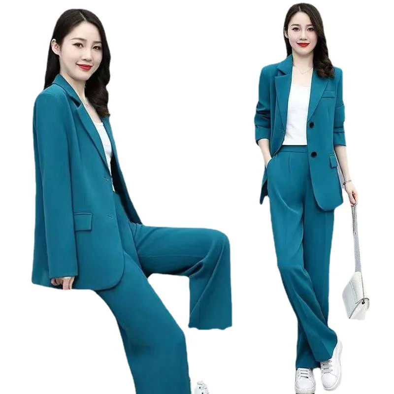 2023 New  Casual Suit Jacket Pants Two-piece Women's FashionLoose Blazers Trousers Set Female  Professional Wear