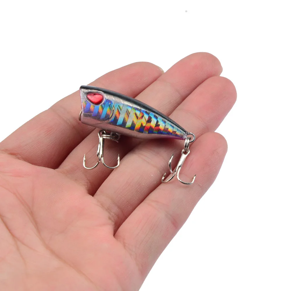 

1pcs Fishing Lures 4cm 3.3g Topwater Popper Bait 11 Color Hard Bait Artificial Wobblers Plastic Fishing Tackle With 12# Hooks
