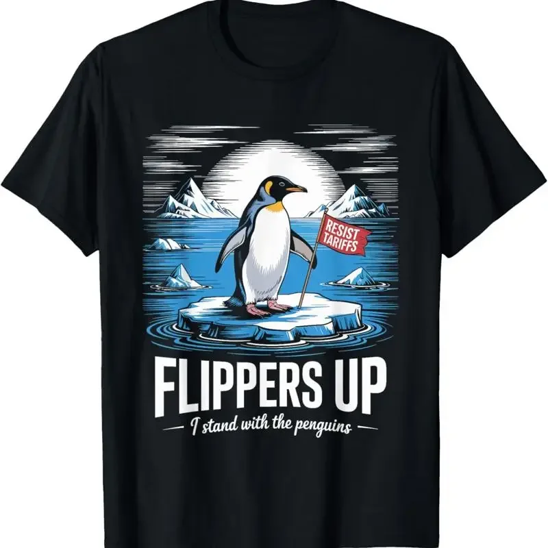 Фото Футболка Flippers Up Penguins Against Tariffs Penguin Protest Resist №1
