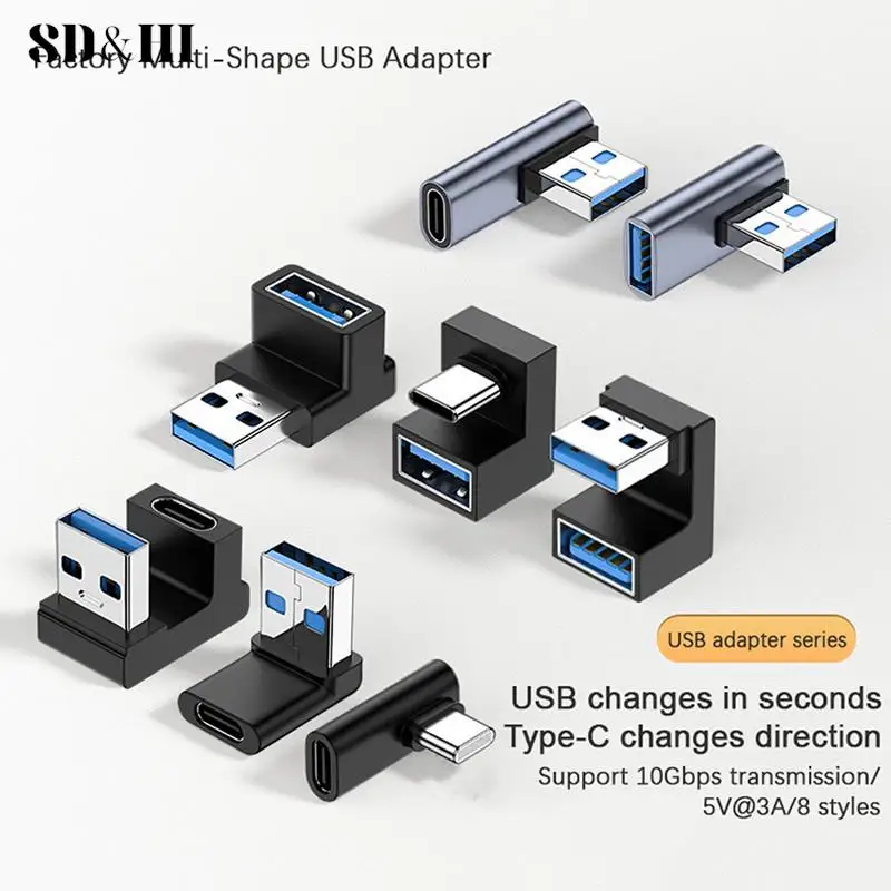 

USB-A Mobile Phone Adapter USB C To USB A Adapter Right Angle USB A 3.0 Male To USB Type C Conenctor Computer USB Disk Adapter