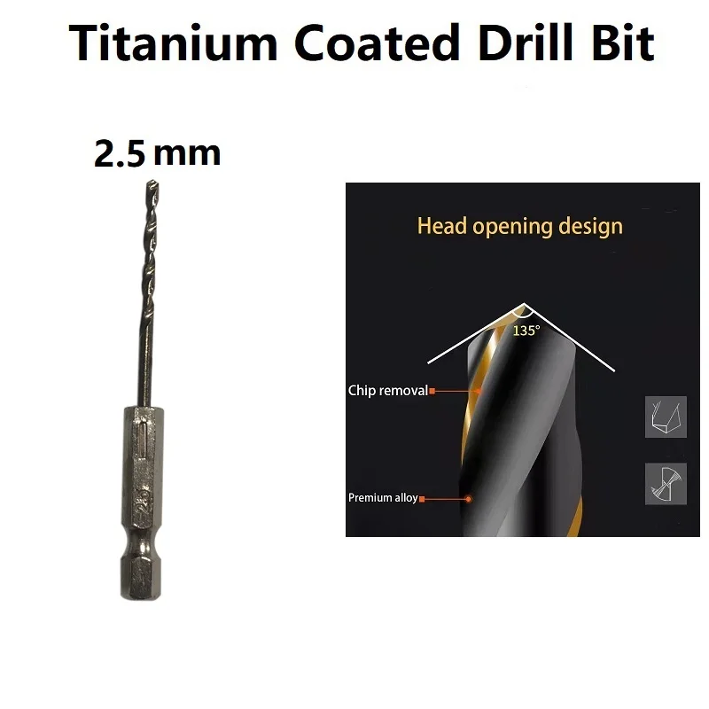 

Durable Quality New Drill Bit HSS Longer Life Part Replacement Titanium Coated Twist Drill 6.35mm Shank Adapter