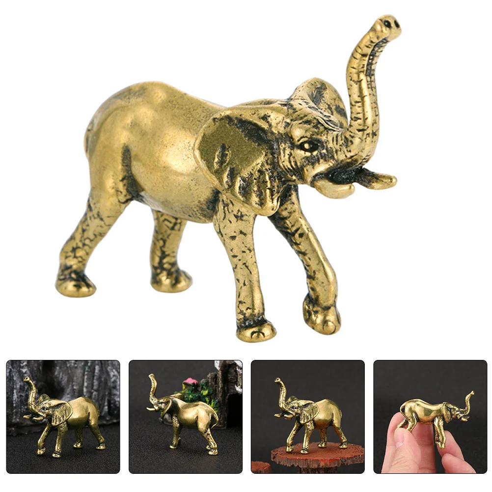 

Elephant Statue Animal Brass Decor Figurines Figurine Sculpture Vintage Metal Model Desktop Shui Feng Statues Figure Luck