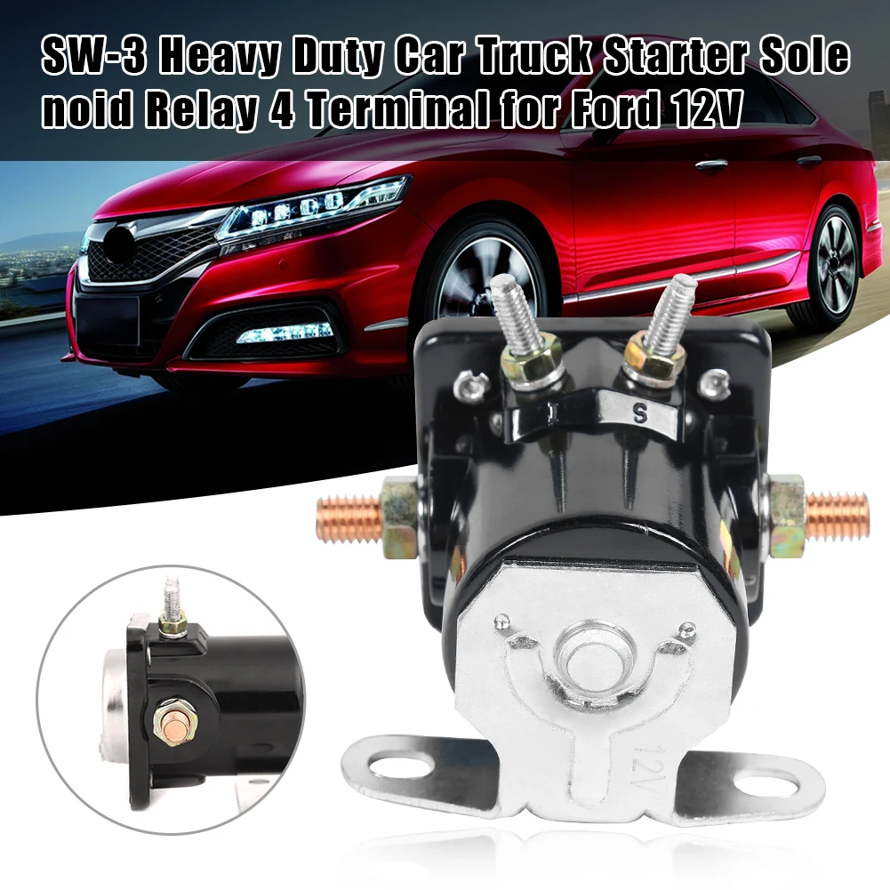 

SW-3 Heavy Duty Relay Car Truck Starter Solenoid Practical Often Open Type Motor Magnetic Switch 4 Terminal for Ford 12V DC
