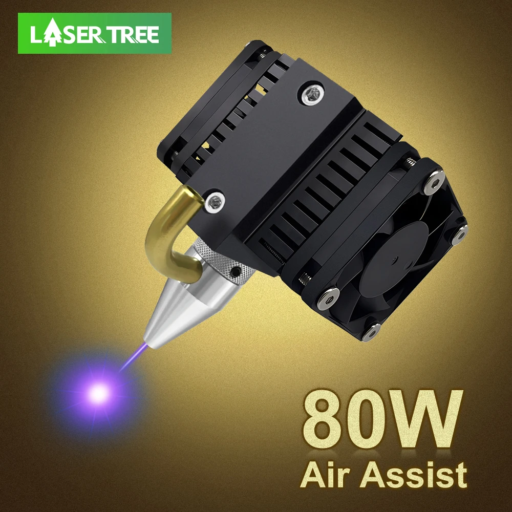 LASER TREE 80W High Power Laser Module with Dual Fans Air Assist Laser Kit CNC TTL Module for Laser Cutting Machine Wood Tools