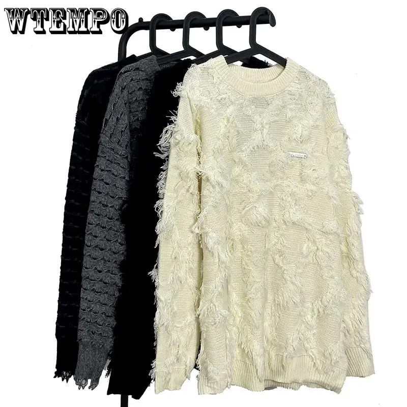 

Вязаный свитер с бахромой в стиле унисекс, Свободный пуловер в стиле ретро, модный дизайн, Осень-зима Конструкция бахромы Трикотажный джемп...