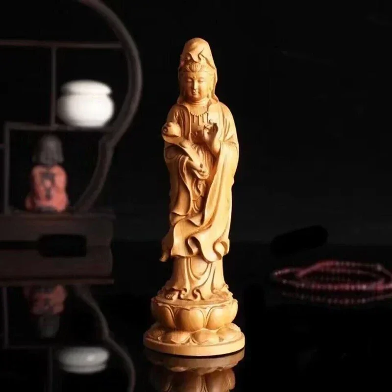 Резьба по дереву статуи Будды Ruyi Guanyin Китай Будда фэн-шуй декоративные персонажи