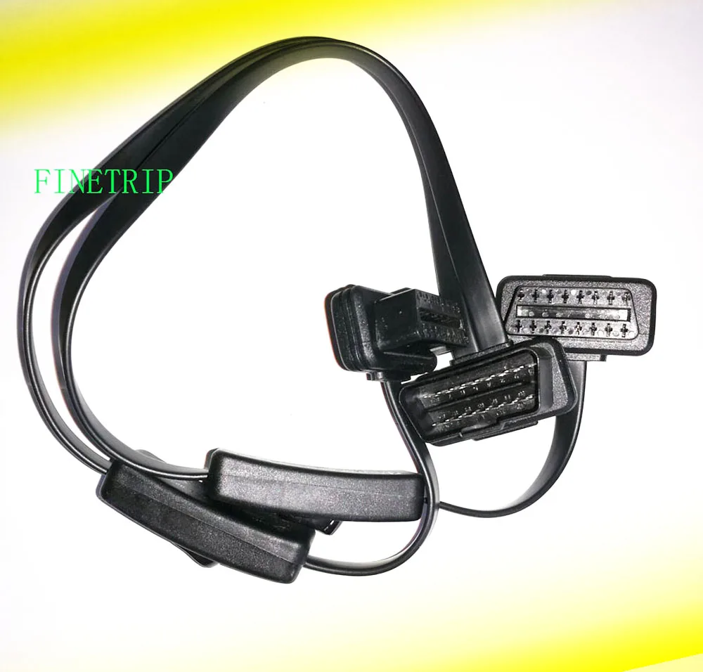 Разветвитель FINETRIP OBD 2, удлинитель от 1 до 2 с переключателем и кабелем Y, с двумя портами и гнездом для ELM327, автоматический диагностический сканер