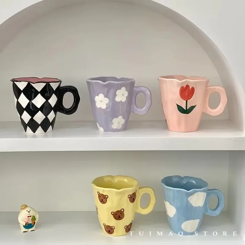 Ins Style Симпатичная керамическая кружка Простая пара кофейных чашек Подарок на