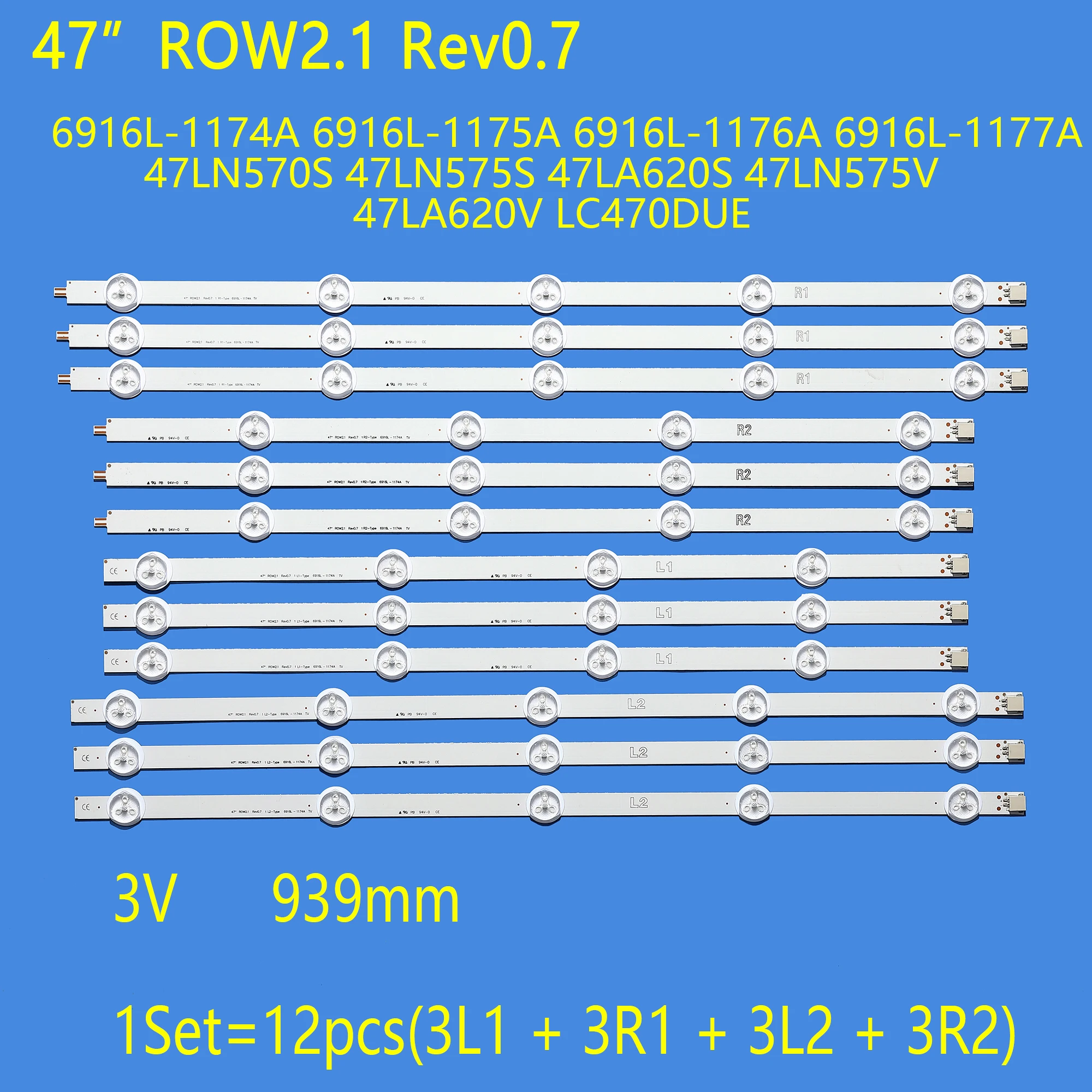 

Светодиодная лента для подсветки свет 47LN570S 47LN575S 47LA620S 47LN575V 47LA620V 47LA615V-ZE 47LA613V-ZB LC470DUE 6637L-0024A