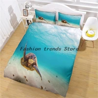 double bedspread 3d underwater turtle printed home textiles with pillowcases bedding clothes queen couple single size for kids