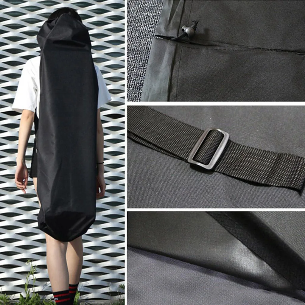 

Skateboard Bag Black Oxford Tote Drawstring Skate Backpack in
