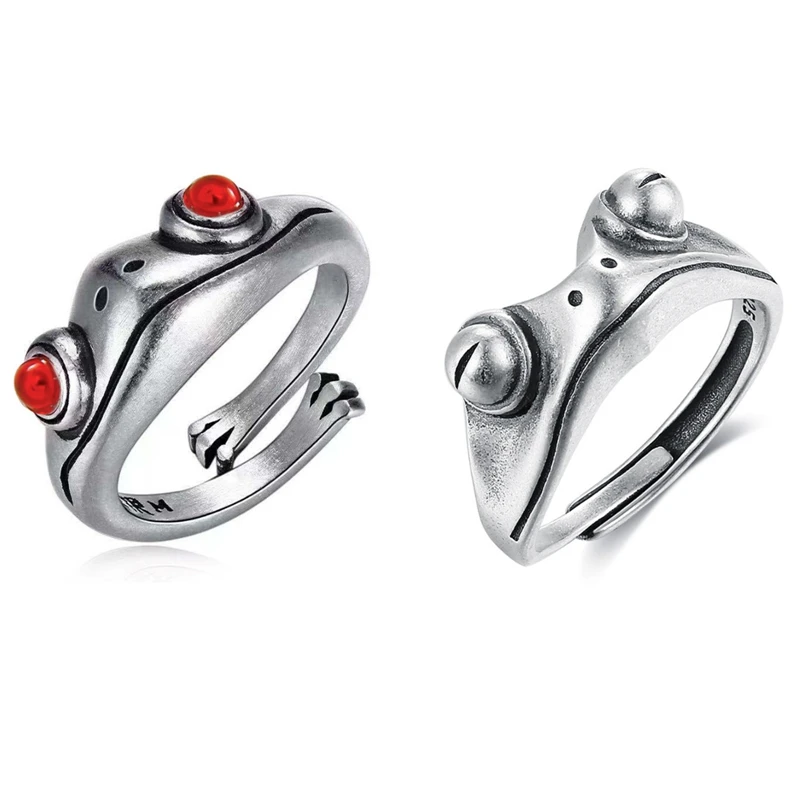 

Frog Toad Animal Rings for Women men Artistic Design Retro Opening Resizable Unisex Female Statement Rings Gift